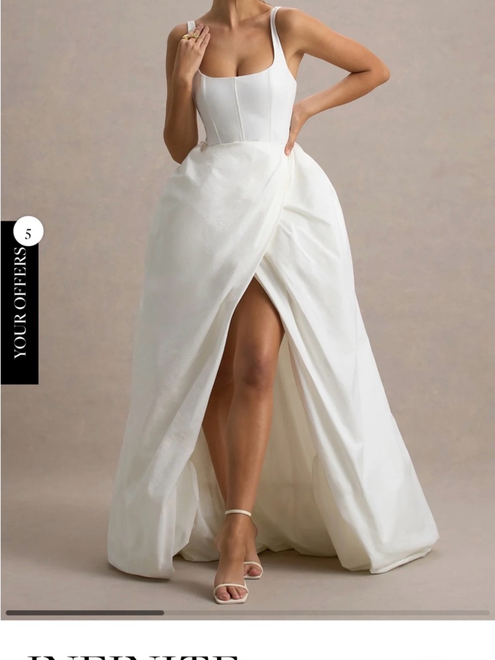 Ivory Square-Neck Bridal Gown with Front Slit